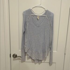 Free People Light Blue V-Neck Women's Top